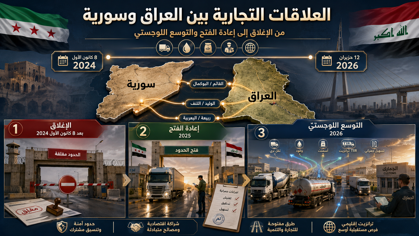 من الإغلاق إلى الممرّات البديلة، كيف أعادت التجارة العراقية ـ السورية تشكيل مسارها ؟